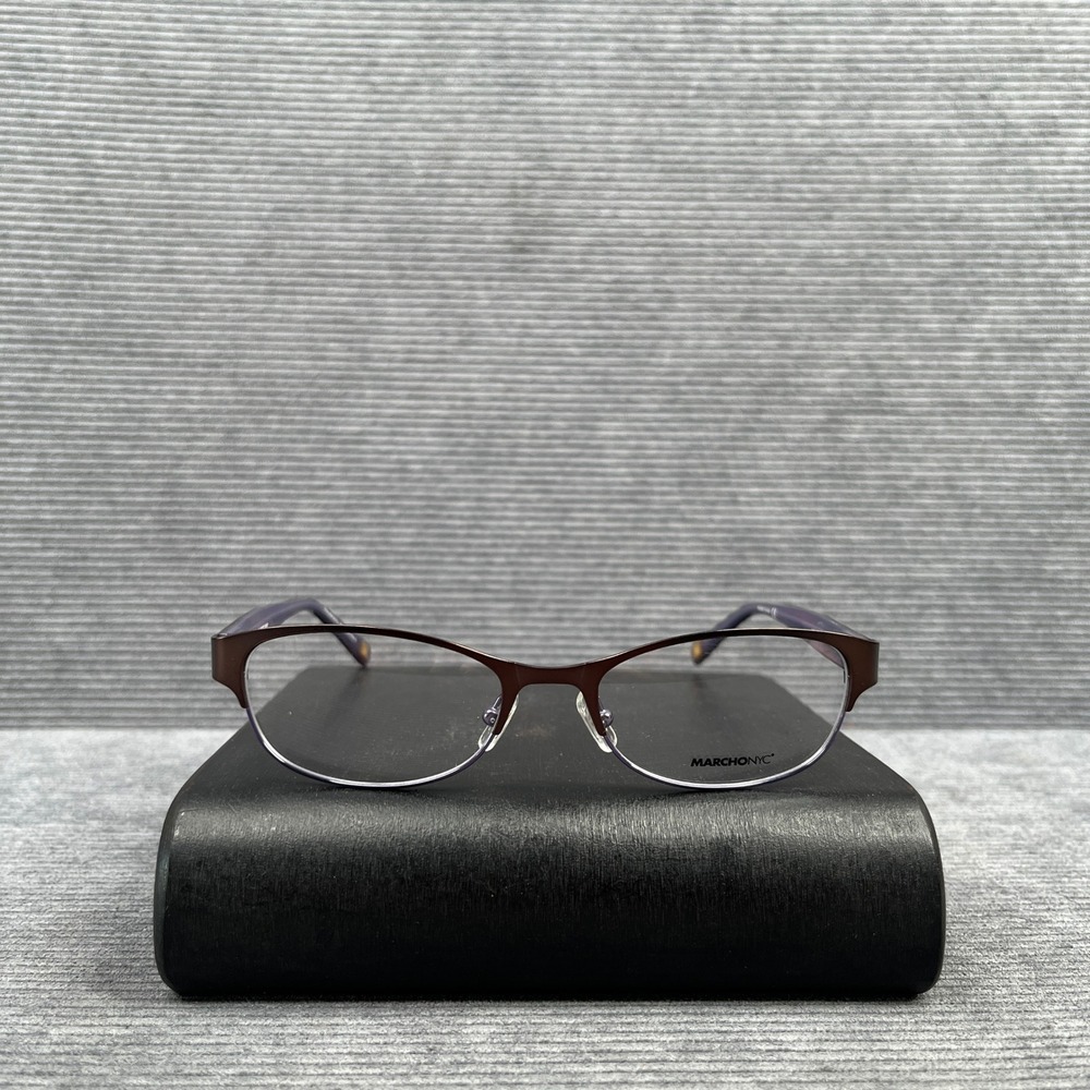 Marchon NYC West Side Midtown 210 Y2k Eyeglasses Brown Purple Cat Eye 51-17-135